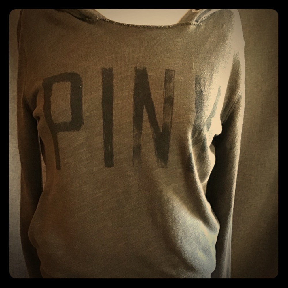 Women’s distressed VS PINK brand pullover hoodie